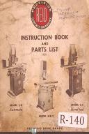 Reid Brothers Model 2-B, 2-C 618-V Surface Grinder Instruction & Parts Manual